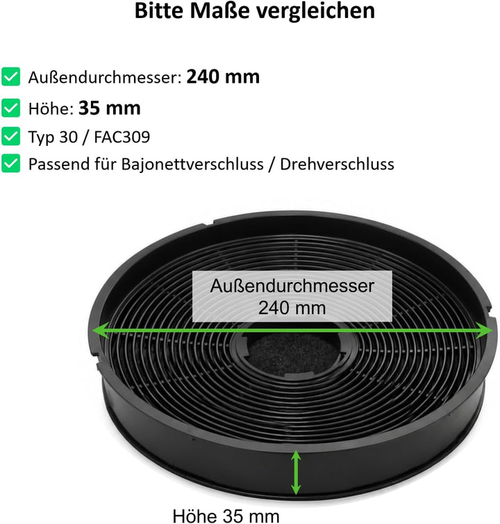 Aktivkohle-Filter - universell passend für Dunstabzugshauben von AEG, Bauknecht, Whirlpool, Electrol