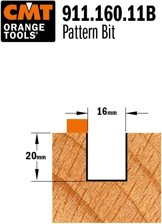 CMT Orange Tools 911.160.11b – Fräser Gerade HM S 8 D 16 x 20 mit Rodam.