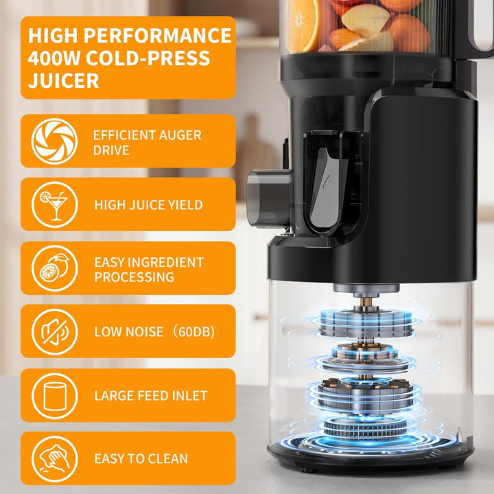 SJ-068 Entsafter Slow Juicer, 152mm Einfüllschacht, Saftausbeute Titanium Gray, Titanium Gray