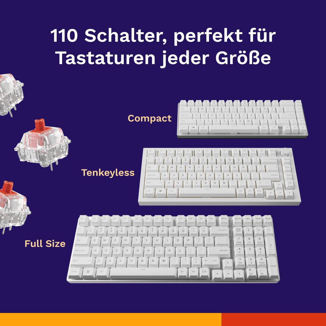 GLORIOUS Fox Lineare Schalter (110x) 3-Pin für Tastatur, Vorgeschmiert Geschmiert Taktil (Fox), Gesc