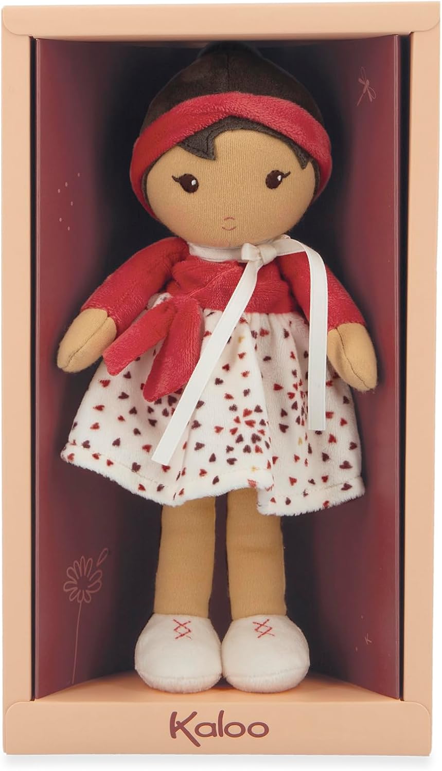 KALOO – Tendresse – Meine 1. Stoffpuppe Emilie – 25 cm grosse Stoffpuppe – Rock aus Microsamt und ro