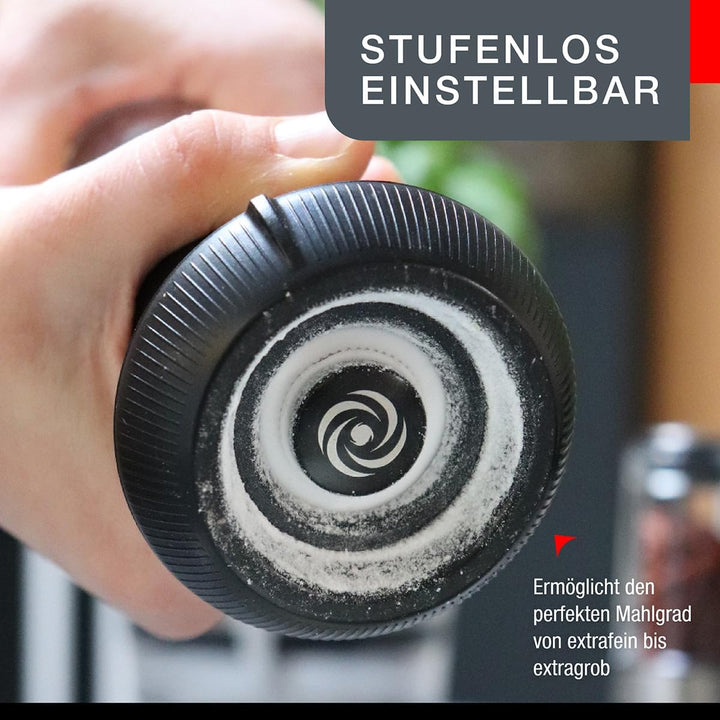 Gefu Salz- und Pfeffermühlen-Set X-PLOSION, 2er Set mit Menage, Mühlen mit Keramikmahlwerk, Holzunte