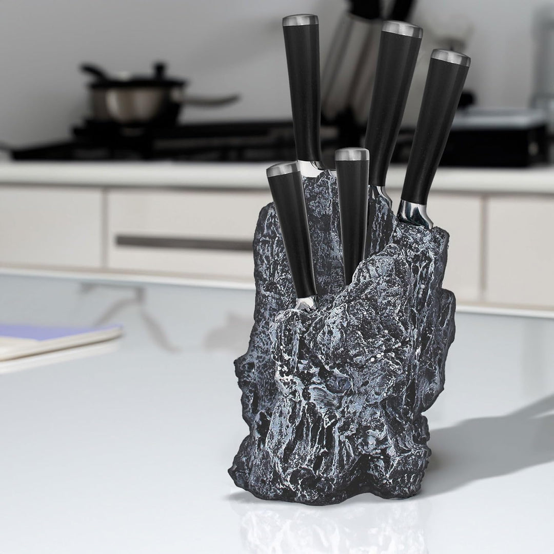 STONELINE® EXCALIBUR® Messerblock, bestückt, 6-teilig, rostfreier Spezialklingenstahl, Inklusive Sch