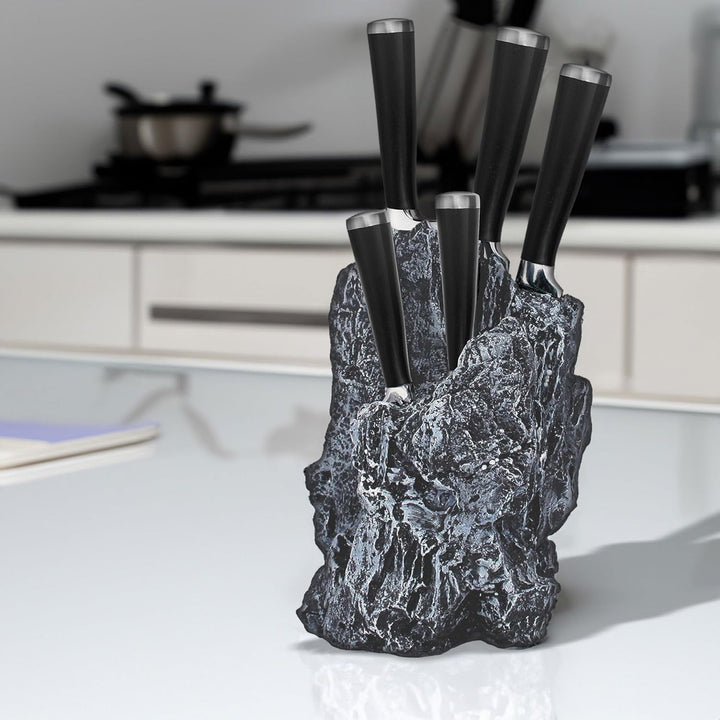 STONELINE® EXCALIBUR® Messerblock, bestückt, 6-teilig, rostfreier Spezialklingenstahl, Inklusive Sch