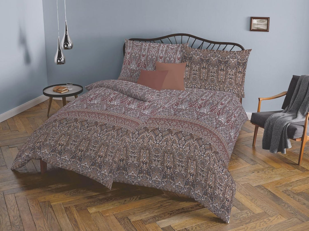 fleuresse Feinbiber Bettwäsche Aspen Deinze Chocolate 1 Bettbezug 135 x 200 cm + 1 Kissenbezug 80 x