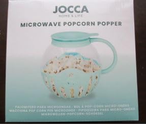 JOCCA Popcornbox aus Glas, 2,2 l, Silikon-Buttergitter, spülmaschinenfest, hohe Temperaturen, Gesund