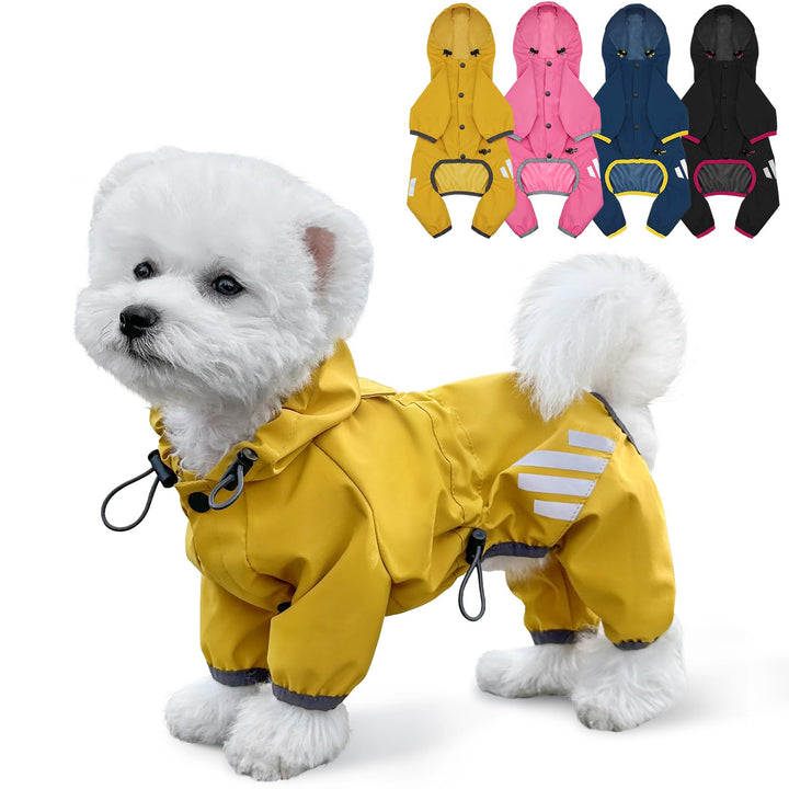 Hunderegenmantel, wasserdichte Hundejacke Hundekleidung mit Kapuze, Hunderegenmantel mit Loch für di