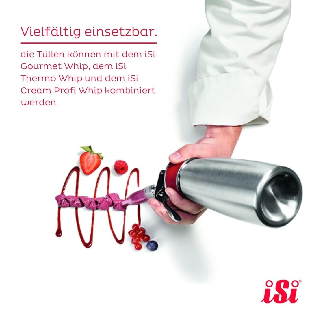 iSi 2715 Dekorationstüllen, 3-teilig + Adapter, Spritztüllen Set, Für Formen und Muster am Teller, Z