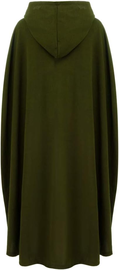 Lange Umhang mit Kapuze DamenVintage Einfarbig Poncho RobeHalloween KostümLeichte TrenchcoatWinddich
