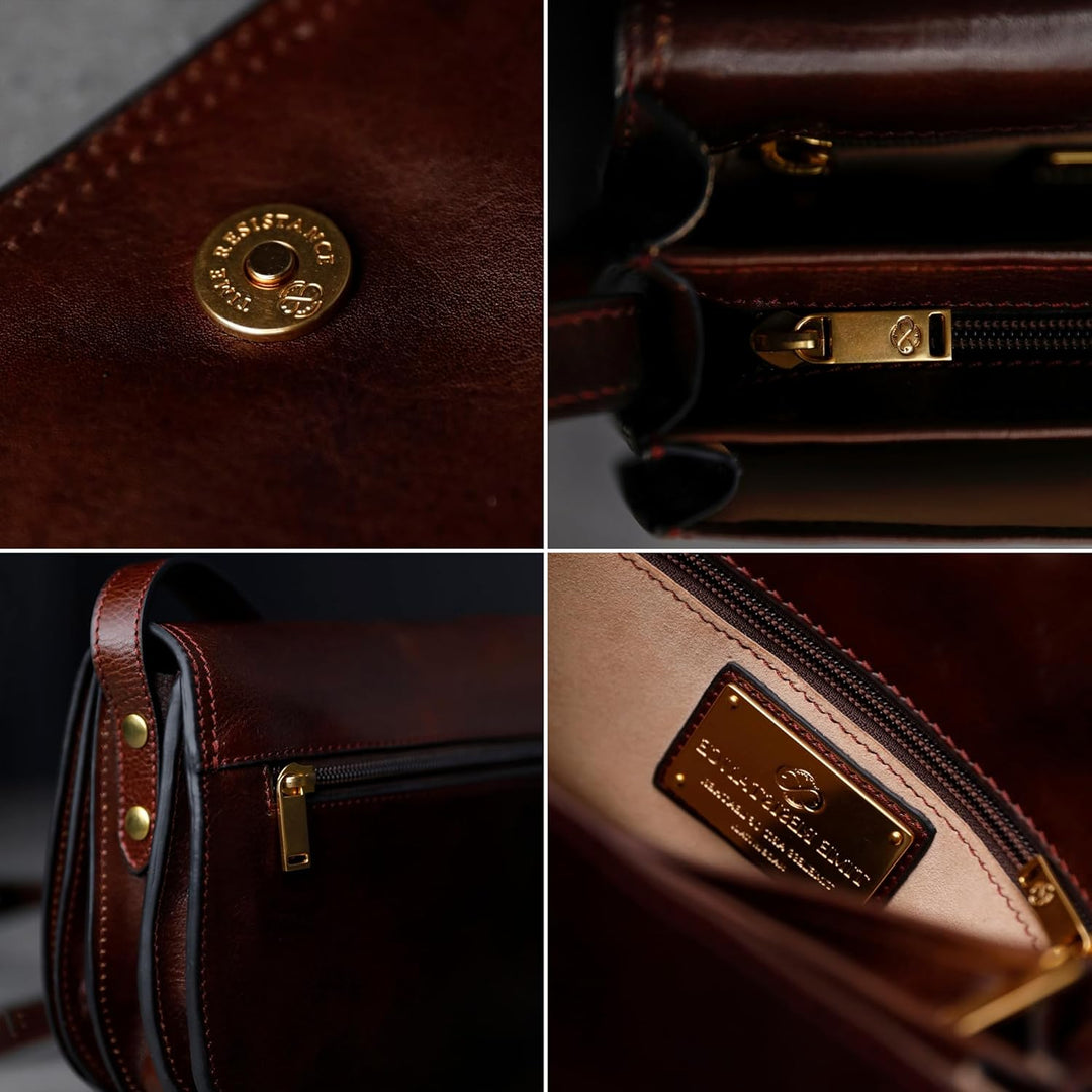 Time Resistance Leder Umhängetasche Damen - Messenger Bags - Arbeitstasche Damen - Schultertasche -