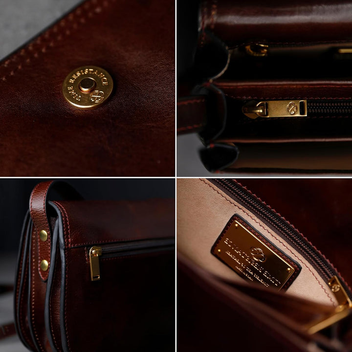 Time Resistance Leder Umhängetasche Damen - Messenger Bags - Arbeitstasche Damen - Schultertasche -