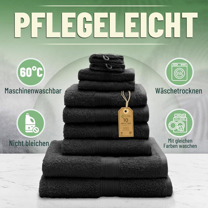 GREEN MARK Textilien 10 TLG. FROTTIER Handtuch-Set mit verschiedenen Grössen 4X Handtücher, 2X Dusch