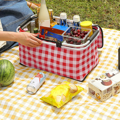 Kühltasche Einkaufskorb Faltbar mit Kühlfunktion, 34L Grosse Isolierkorb Thermokorb Picknickkorb, Wa