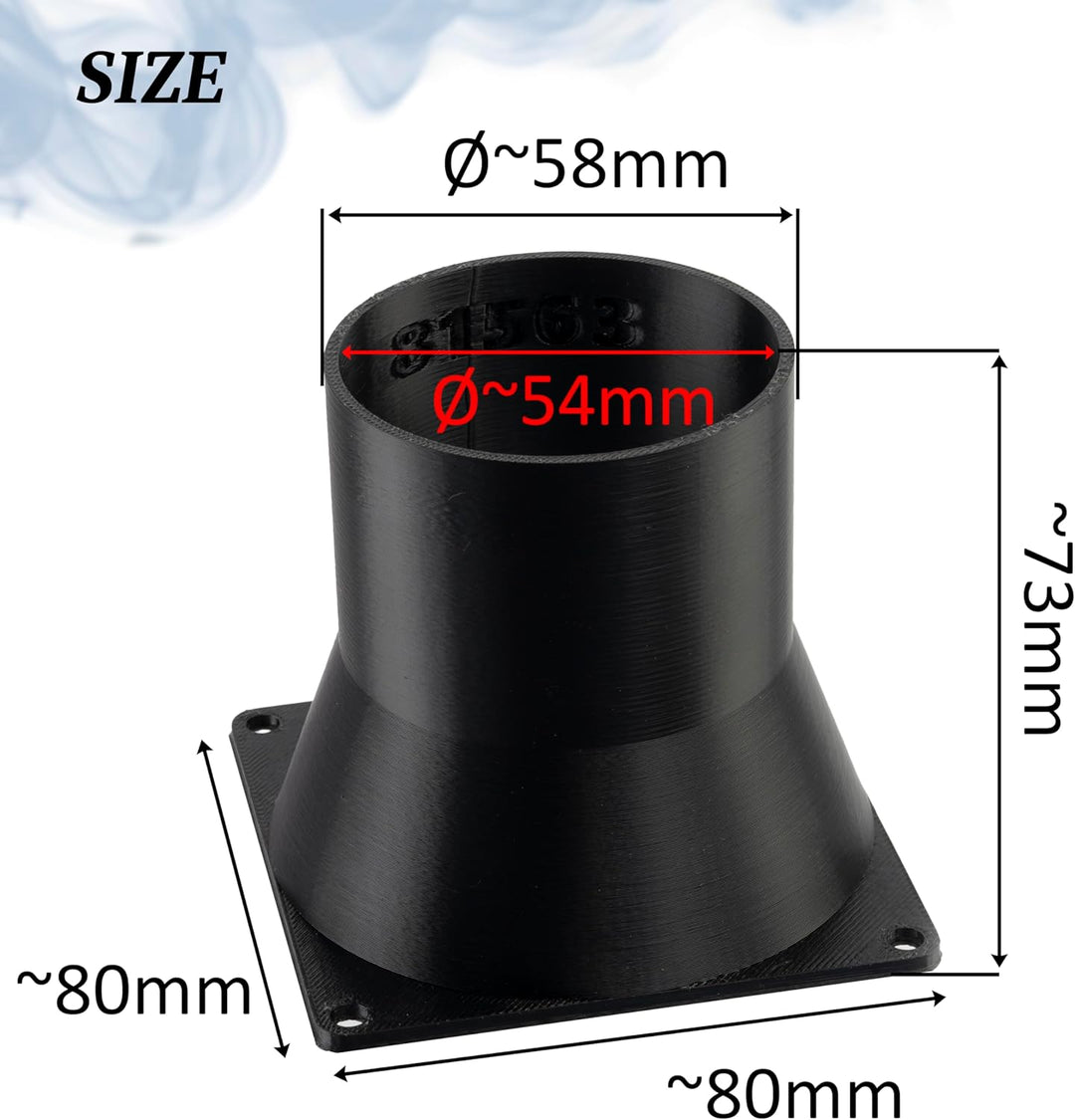 AERZETIX Quadratisch-Rund-Adapter für Luftstrom für Lüftungskanal 80x80 mm Ø58 mm aus ABS-Kunststoff