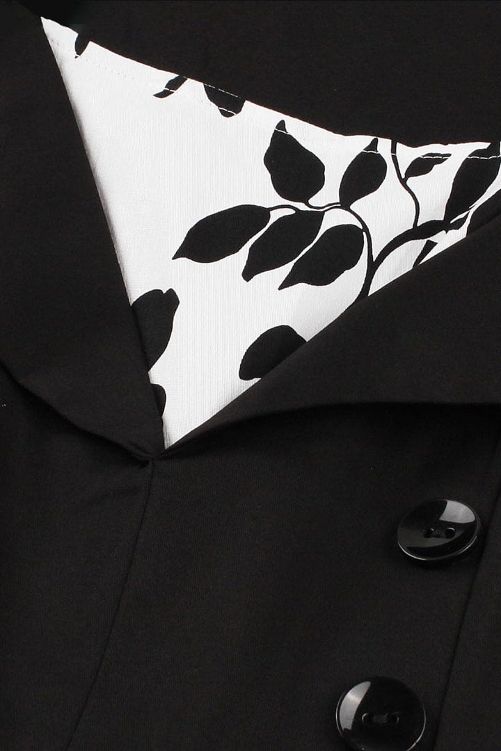 Axoe Damen 50er Jahre Kleider mit Gepunkte Rockabilly, M Schwarz-blumen