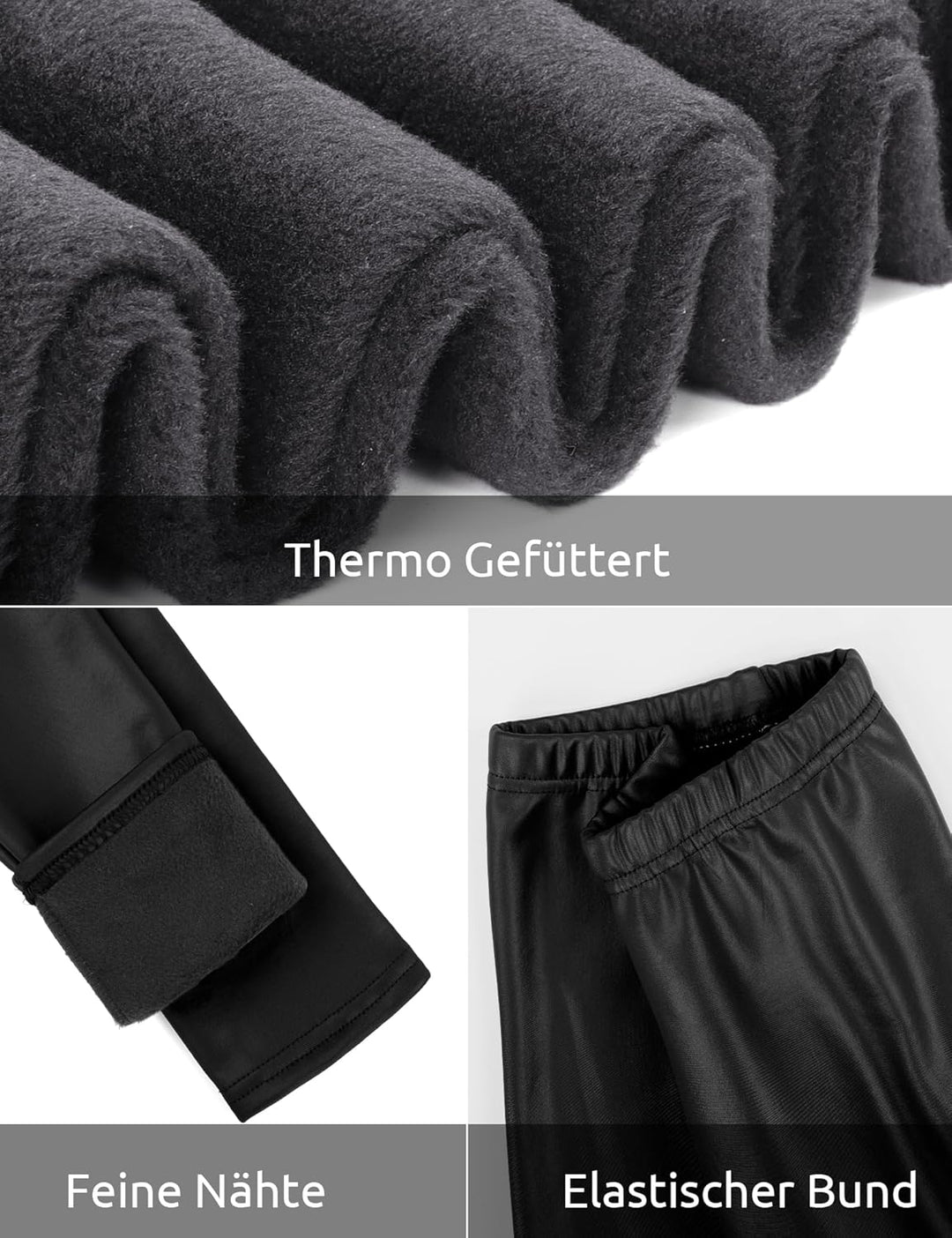 KEREDA Mädchen Leggings Thermo Gefüttert Thermoleggings Winter Warme Kunstleder 1/2er-Pack 116-122 S