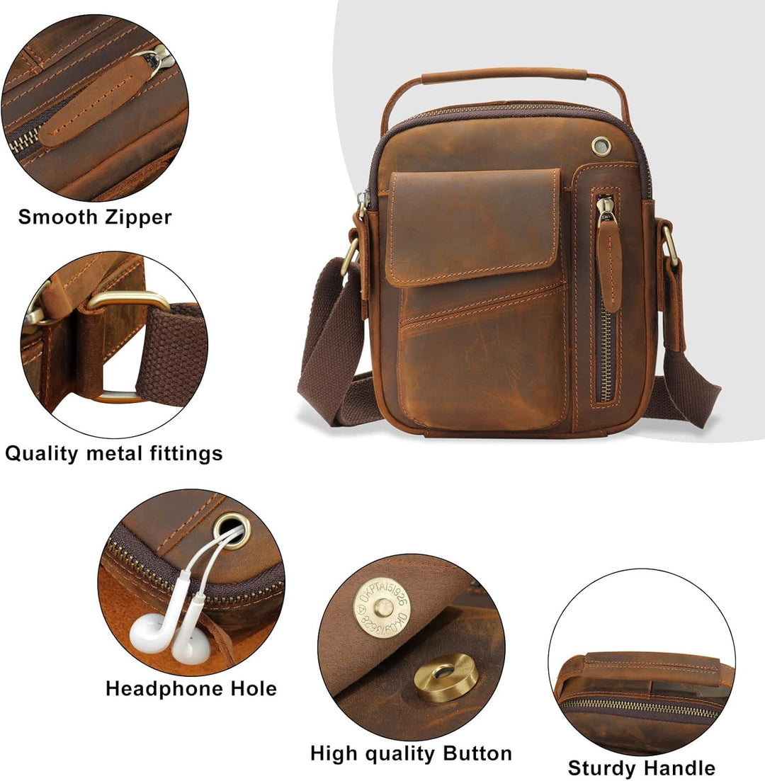 BAIGIO Umhängetasche Herren Leder Schultertasche Vintage Crossbody Bag Messenger Herrentasche zum Um