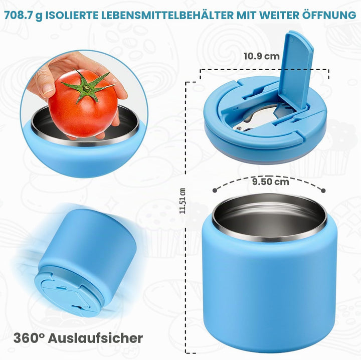 Itslife Thermobehälter für Essen 760ml, Edelstahl Warmhaltebehälter Essen mit Löffel, Thermo Lunchbo