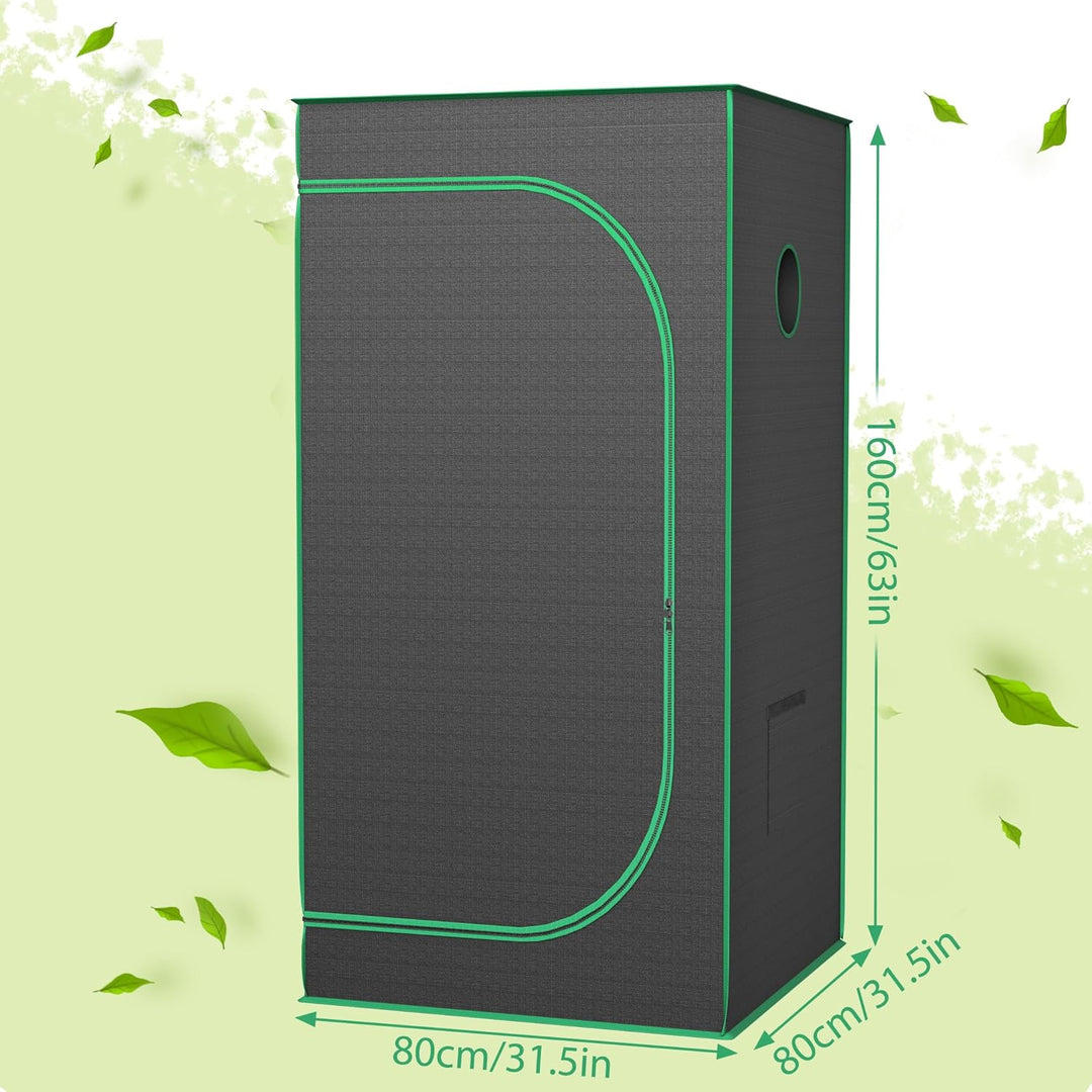 Growzelt 80x80x160 cm Grow Tent mit Reflektierende Mylar Lichtdicht Wasserdicht Zuchtzelt Growroom G