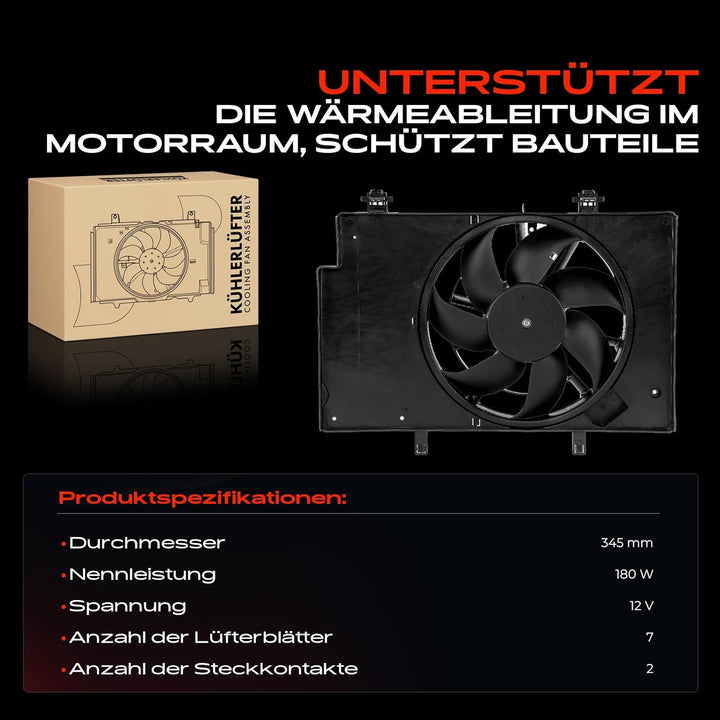 Frankberg Lüfter Motorkühlung Kühlerlüfter Kompatibel mit B-Max JK 1.4L-1.6L 2012-Heute B-Max Van JK