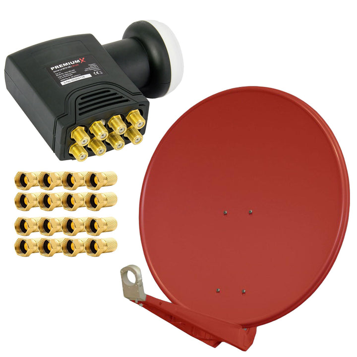Premium X DELUXE85 Satellitenantenne 85 cm Aluminium in Ziegelrot Offset Antenne HDTV 3D 4K Deluxe O