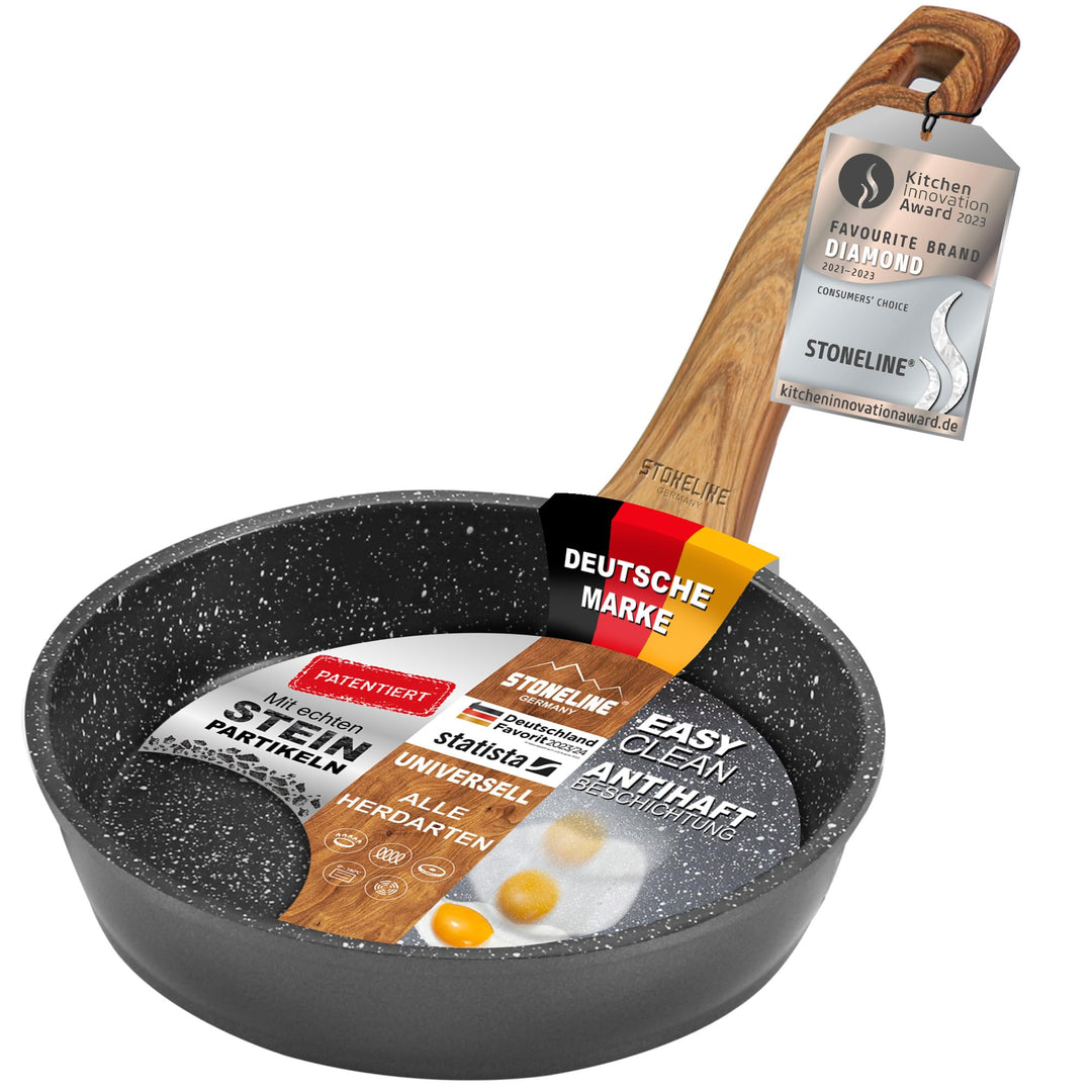 STONELINE Back to Nature Bratpfanne, 14 cm, antihaftbeschichtete Pfanne mit echten Steinpartikeln, a