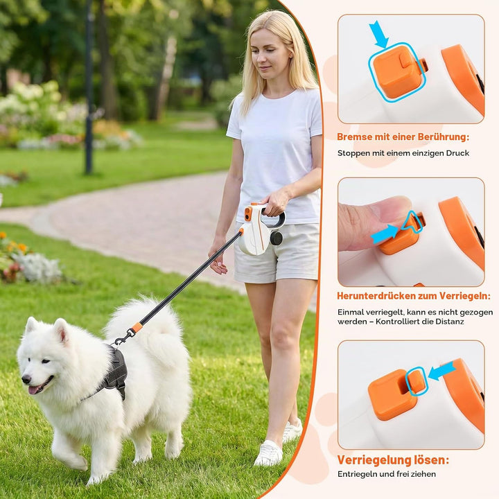 Ausziehbare Hundeleine, Flexi Leine 5m, Rollleine für Hunde, Hundeleine Flexi, Dog Leash, Rollleine
