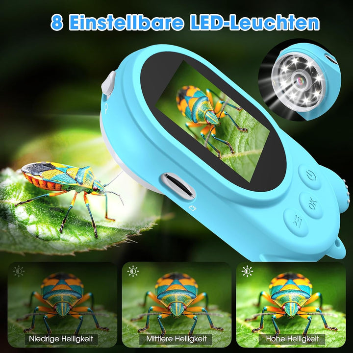 Mikroskop für Kinder - Digital Lupe Kinder mit 2-Zoll LCD HD Bildschirm, Handy Kinderkamera Microsco