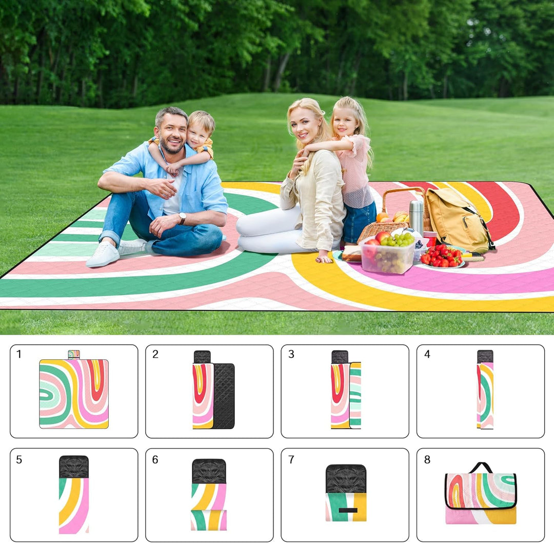 Jopee Picknickdecke Sandfrei, 200 x 200cm Faltbare Wasserdicht Stranddecke für 4-6 Personen, Leicht