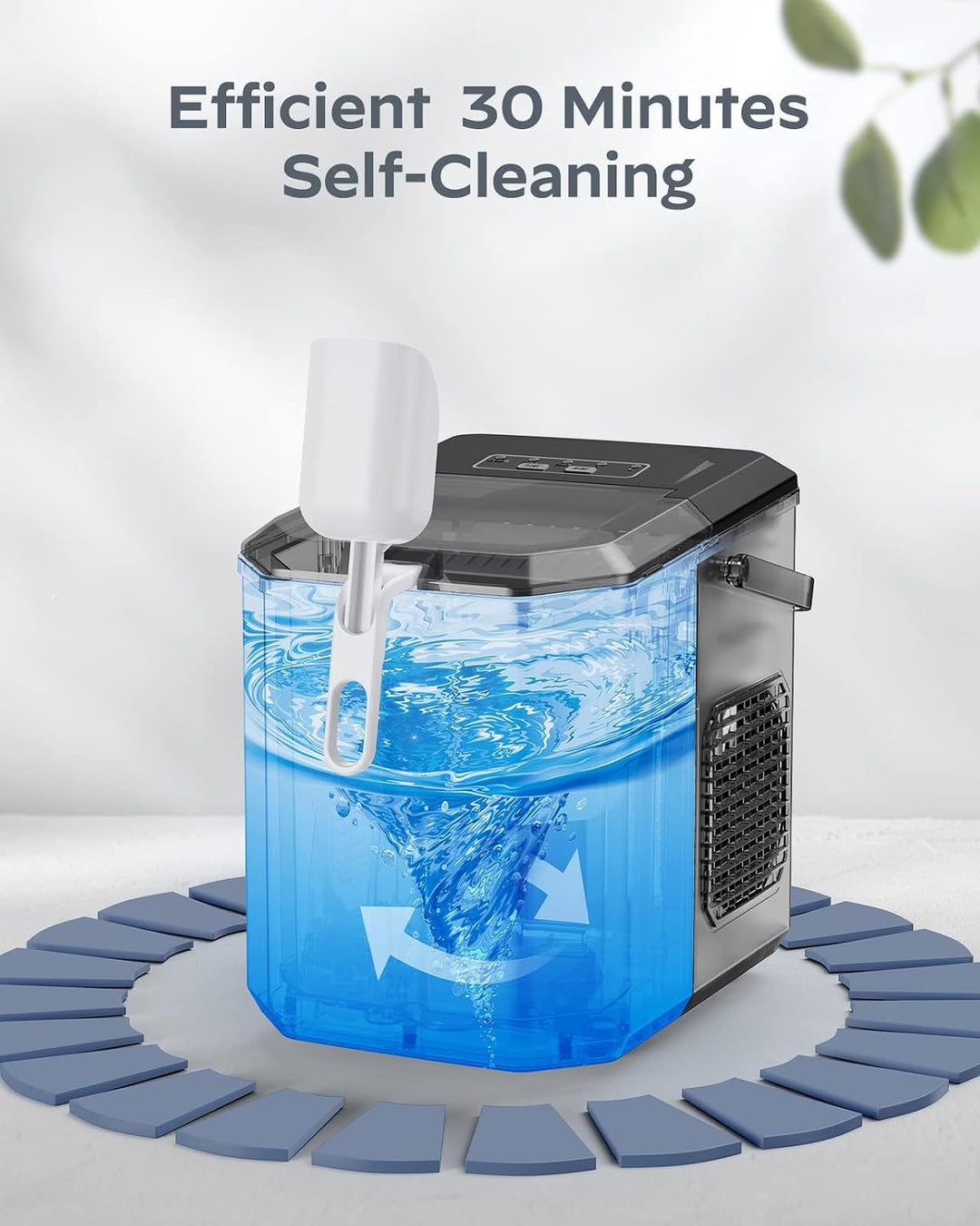 Silonn Eiswürfelmaschine mit Tragegriff &amp; Eiskorb, Mini Ice Maker mit Selbstreinigung, 9 Eiswürfel i