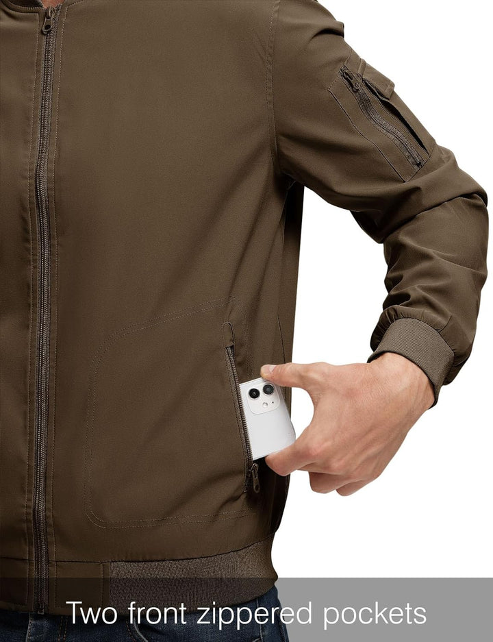 Herren Jacken Leichte Windbreaker Übergangsjacke Bomberjacke Frühling Herbst Fliegerjacke Stehkragen