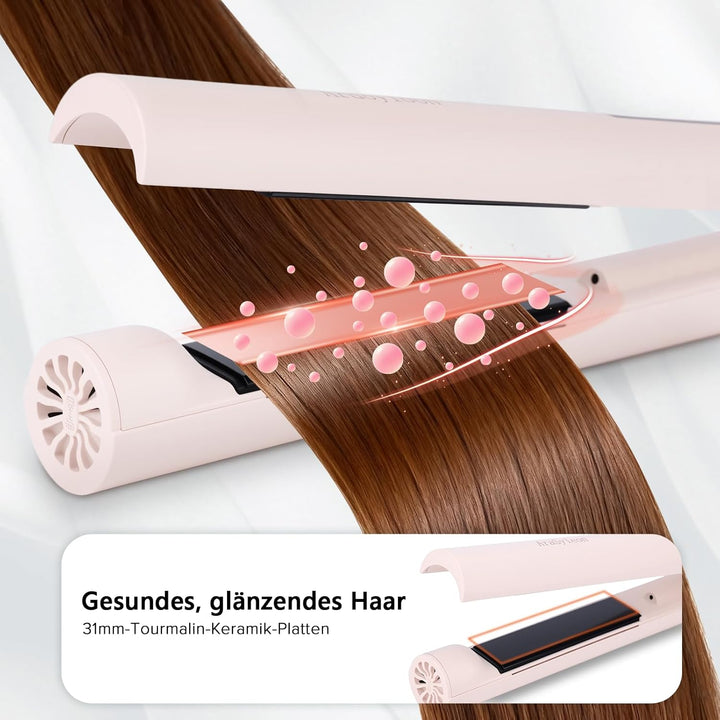 2-in-1 Haar Glätteisen und Lockenstab – 31mm Keramik Ionen Glätteisen für Locken und Glätten mit 5 T