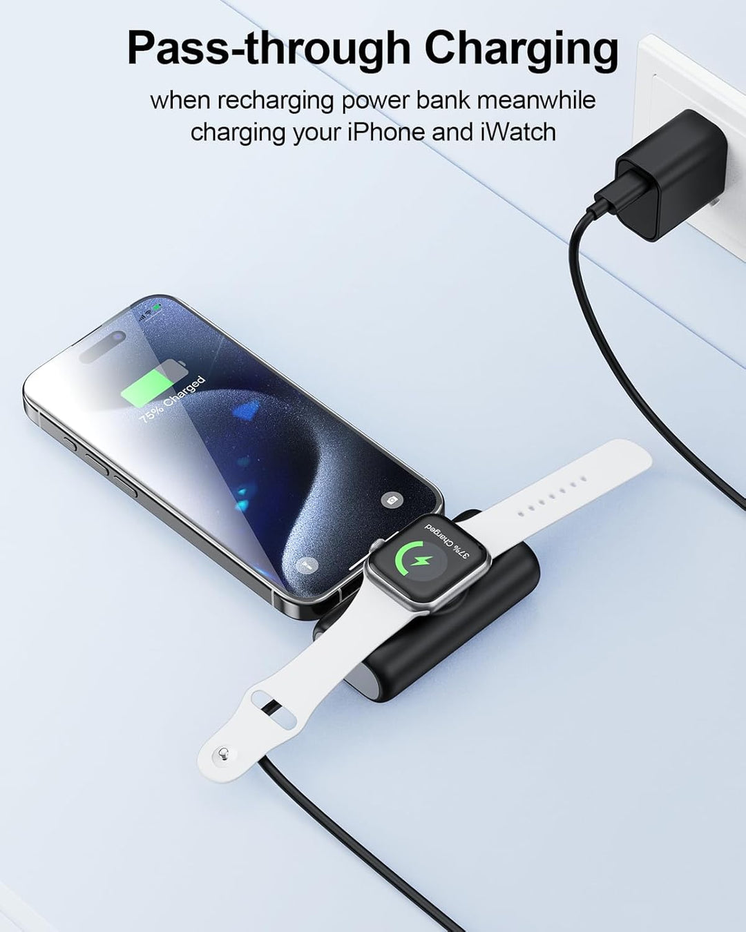 3 in 1 Mini Powerbank USB C für iPhone,5000mAh Klein Power Bank für iWatch,Kompatibel mit iPhone 17