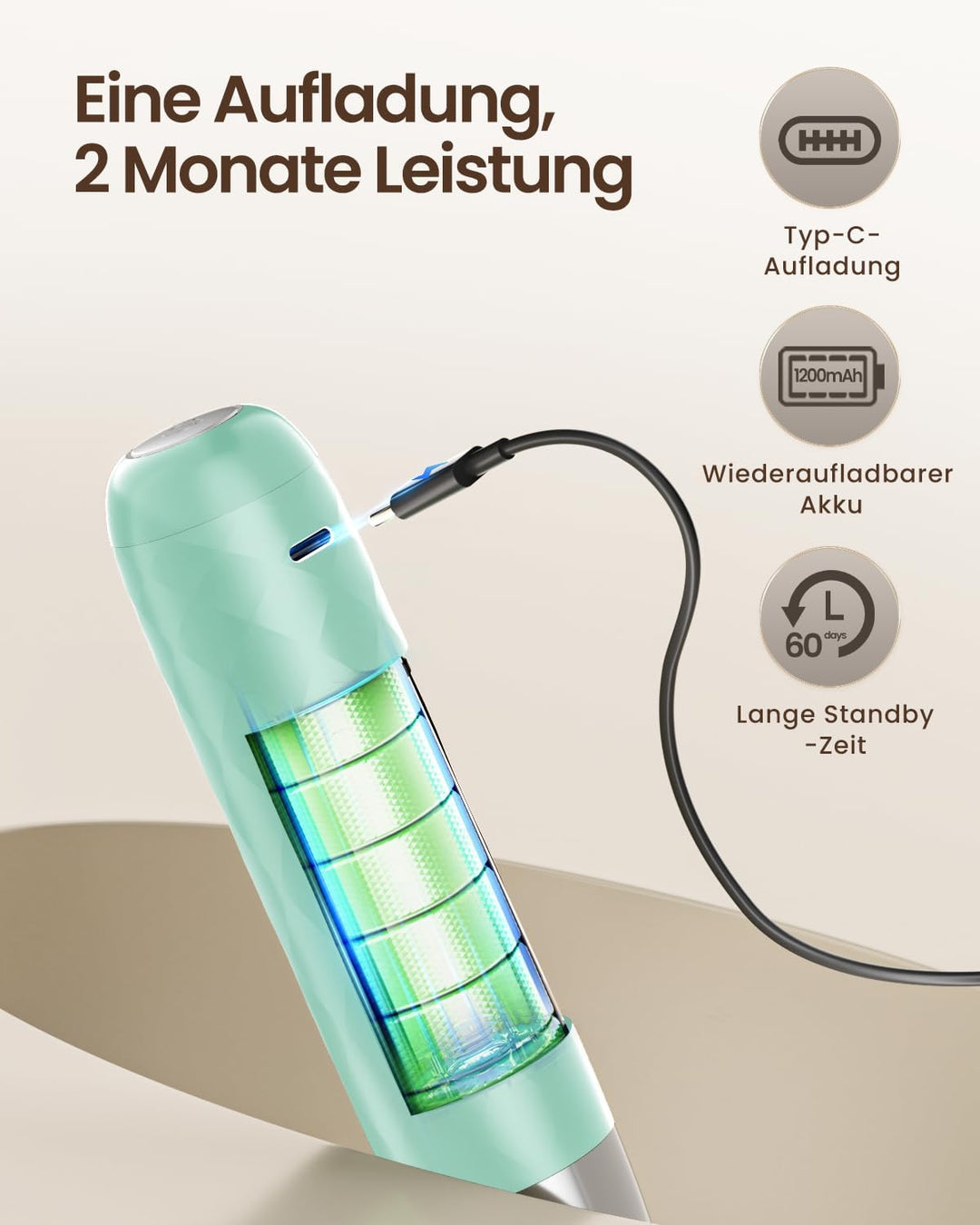 Maestri House Wiederaufladbarer Milchaufschäumer, Elektrischer Hand-Schaumbereiter, Abnehmbarer Edel