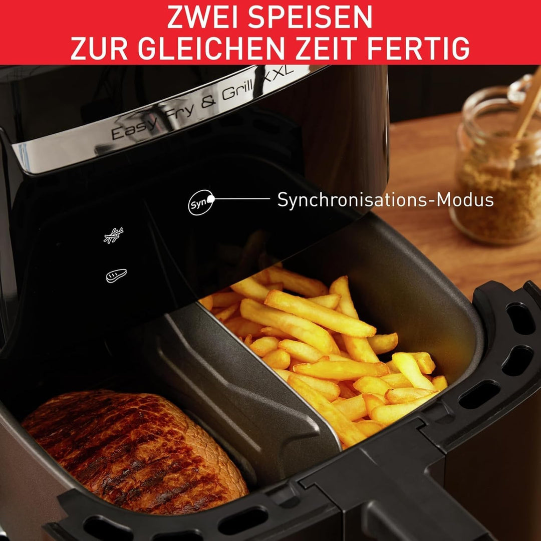 Tefal EY8018 Easy Fry & Grill XXL 2-in-1 Heissluftfritteuse, Air Fryer und Grill, Flexcook-Einsatz f