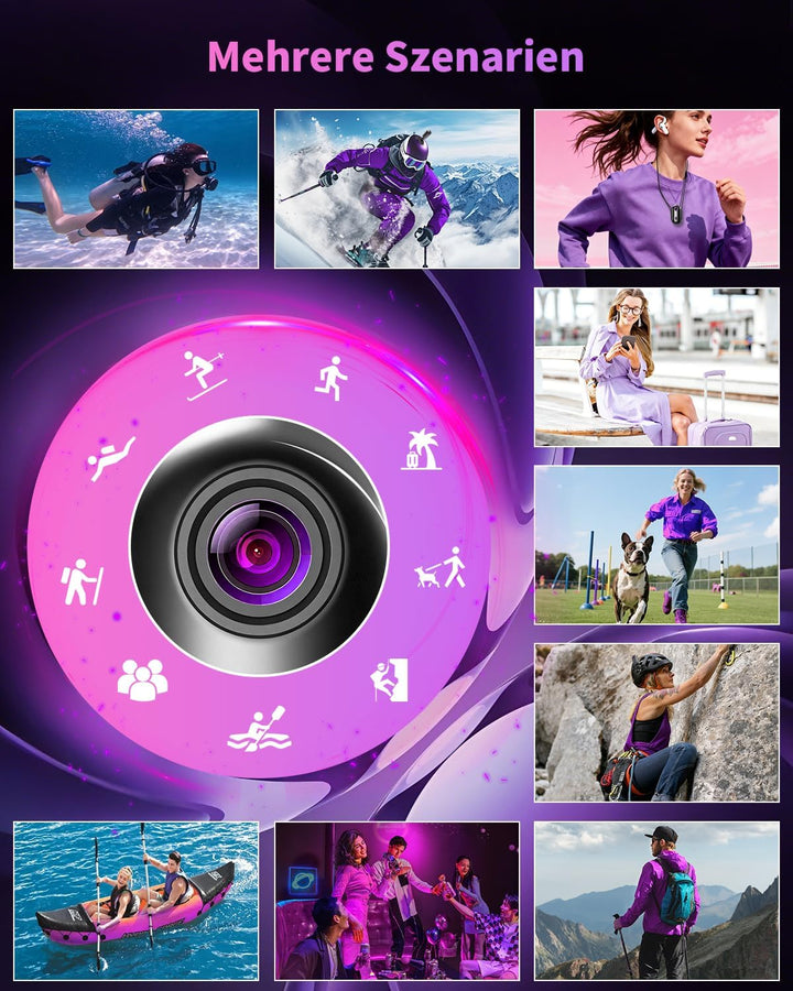 Mini Action Cam 4K, Tragbare Bodycam Körperkamera WiFi, POV Kamera Vlogging Camera Wasserdicht 30M,