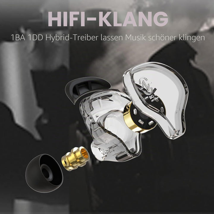 CCZ Melody Inear-Kopfhörer, kabelgebunden, Gaming-Ohrhörer, 1DD, 1BA, Hybrid-Treiber, In-Ear-Kopfhör
