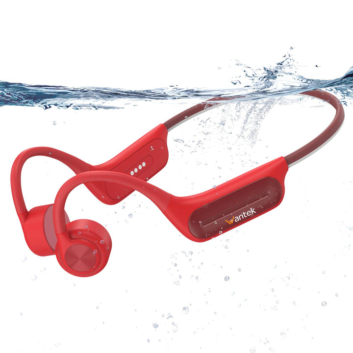 Wantek Knochenschall Kopfhörer, Bluetooth IP68 wasserdichte Kopfhörer Schwimmen mit 32GB Speicher MP