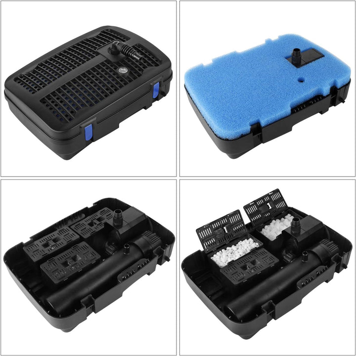 Forever Speed 4 in 1 Teichpumpe Springbrunnenpumpe mit Filter, 11W UV-Klärer, 2500l/h, mit 10m Strom
