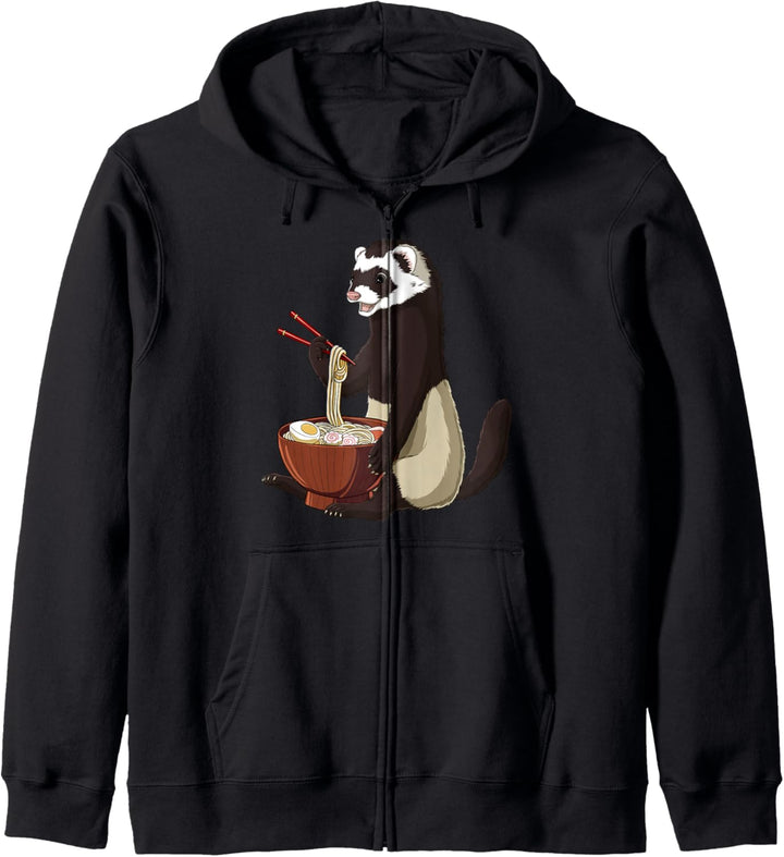 Lustiges Japan Anime Ramen Nudeln Frettchen Kapuzenjacke