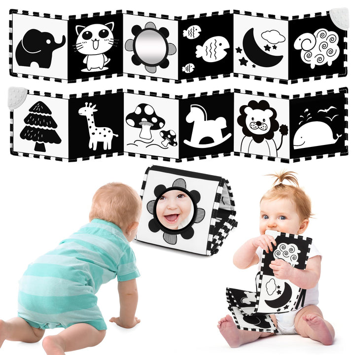 Black & White Babybuch Kontrastbuch Baby-Bilderbuch-Stoffbücher- Kontrast Baby Spielzeug 0 3 6 9 12