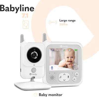 LIONELO Babyline 7.1 Babyphone mit Kamera und Empfänger, Reichweite bis zu 260 m, Kommunikation in b