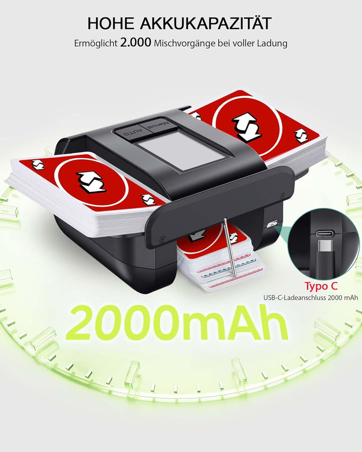 Kartenmischmaschine Elektrische Automatischer Kartenmischer für 1-2 Decks One-Press Auto & Manueller