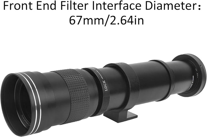 DAUERHAFT 420-800mm Teleskopobjektiv, F8.3-16 Manueller Fokus Zoom-Teleobjektiv mit 2X Vergrösserung