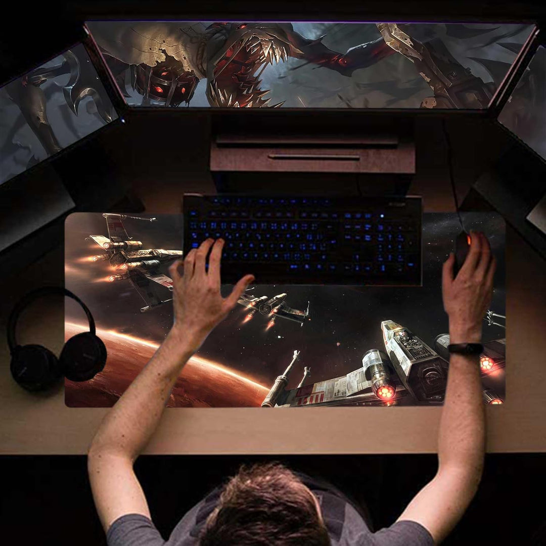 Jasuine Grosses XXL-Gaming-Mauspad, Mauspad mit genähtem Rand und Rutschfester Gummiunterseite, Schr