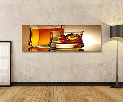 islandburner Bild Bilder auf Leinwand Whisky Glas Panorama XXL Poster Leinwandbild Wandbild Dekoarti