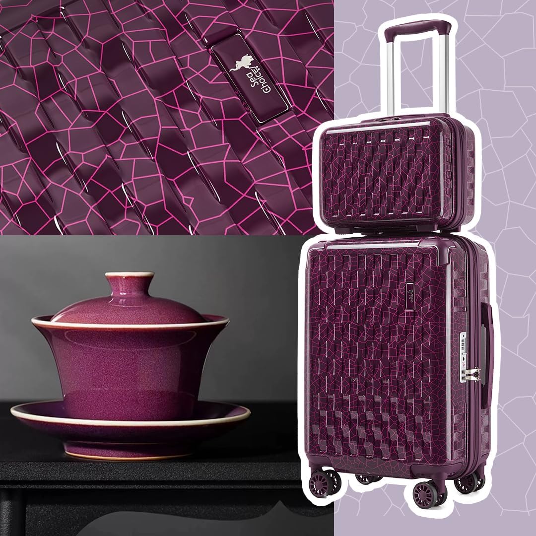 Sea choice Handgepäck Koffer Set 2 Teilig Hartschalen Trolley mit Kosmetiktasche Eckenschutz ABS+PC