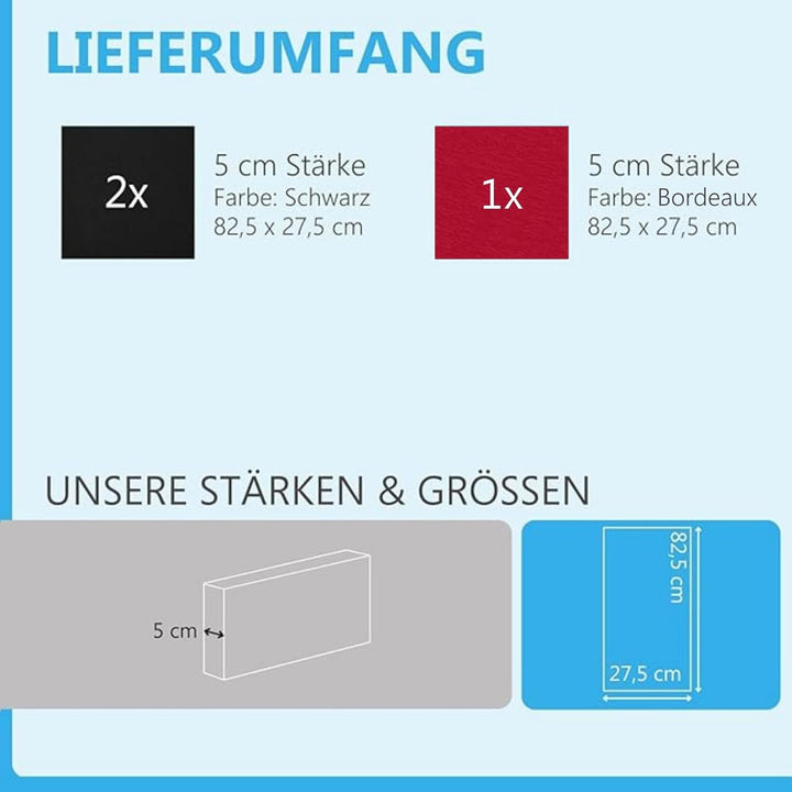 platino24 Schallabsorber COLORE aus Basotec G+ I Akustikpaneele mit Akustikfilz I 3 Wand-Paneele in