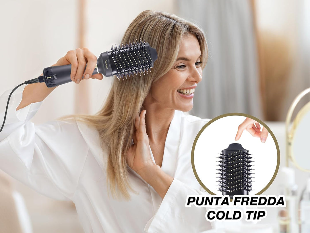 BEPER P301PIS102 Volumising Haartrockner-Bürste, 1200W, Bürste zum Glätten, Volumisieren und Locken,
