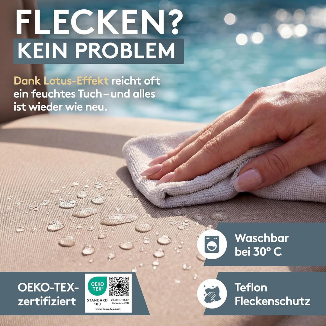 LILENO HOME Gartenstuhl Auflagen [1er Set - Niedriglehner] in Taupe - Bequeme Liegen als Sitzauflage